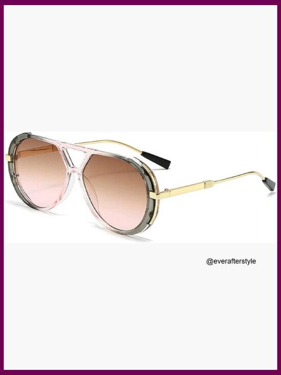 Oversized Pilot Sunglasses with Metal Frame and UV Protection main image 6